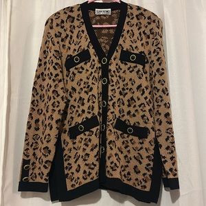 Vintage San Remo cheetah print sweater. Size L Petite